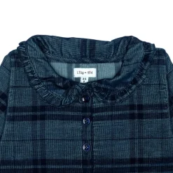 Lilly and Sid Collar Blouse | Check Navy