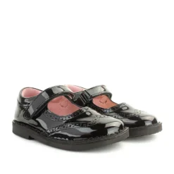 Petasil School Shoes | Claret | Black Patent