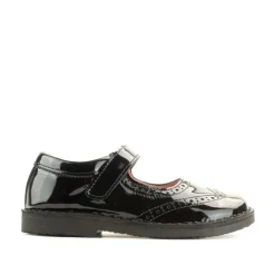 Petasil School Shoes | Claret | Black Patent