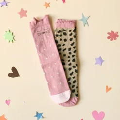 Rockahula Kids Socks | pack of 2 | Clara Cat & Leopard print