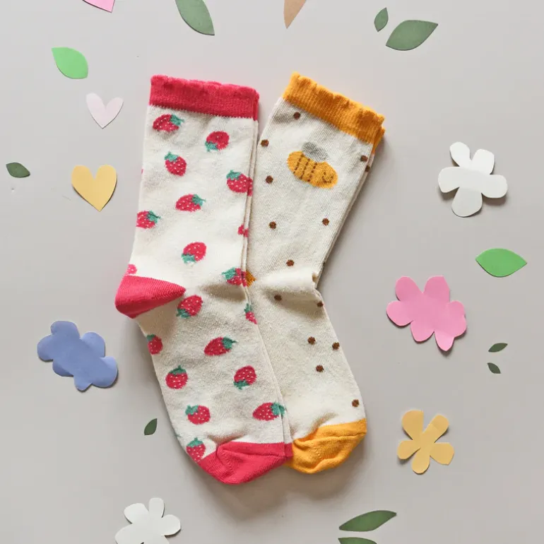 Rockahula Kids Socks | pack of 2 | Strawberry Bee