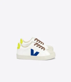 Veja Kids Trainers | Esplar Lace | Extra White, Indigo & Jaune Fluo