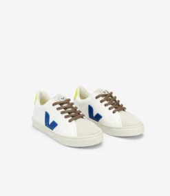 Veja Kids Trainers | Esplar Lace | Extra White, Indigo & Jaune Fluo